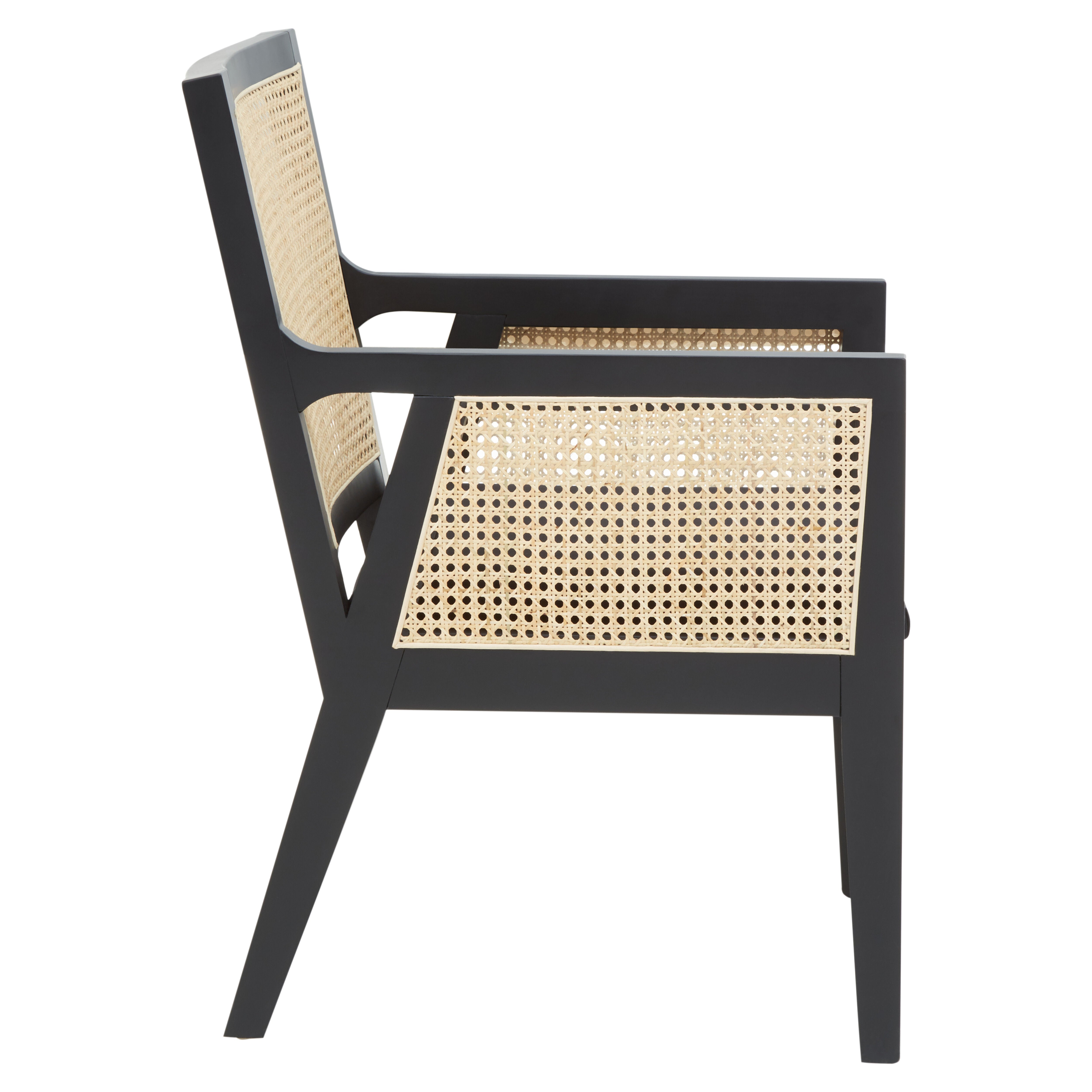 Fargo Black Wood & Cane Rattan Back Armchair